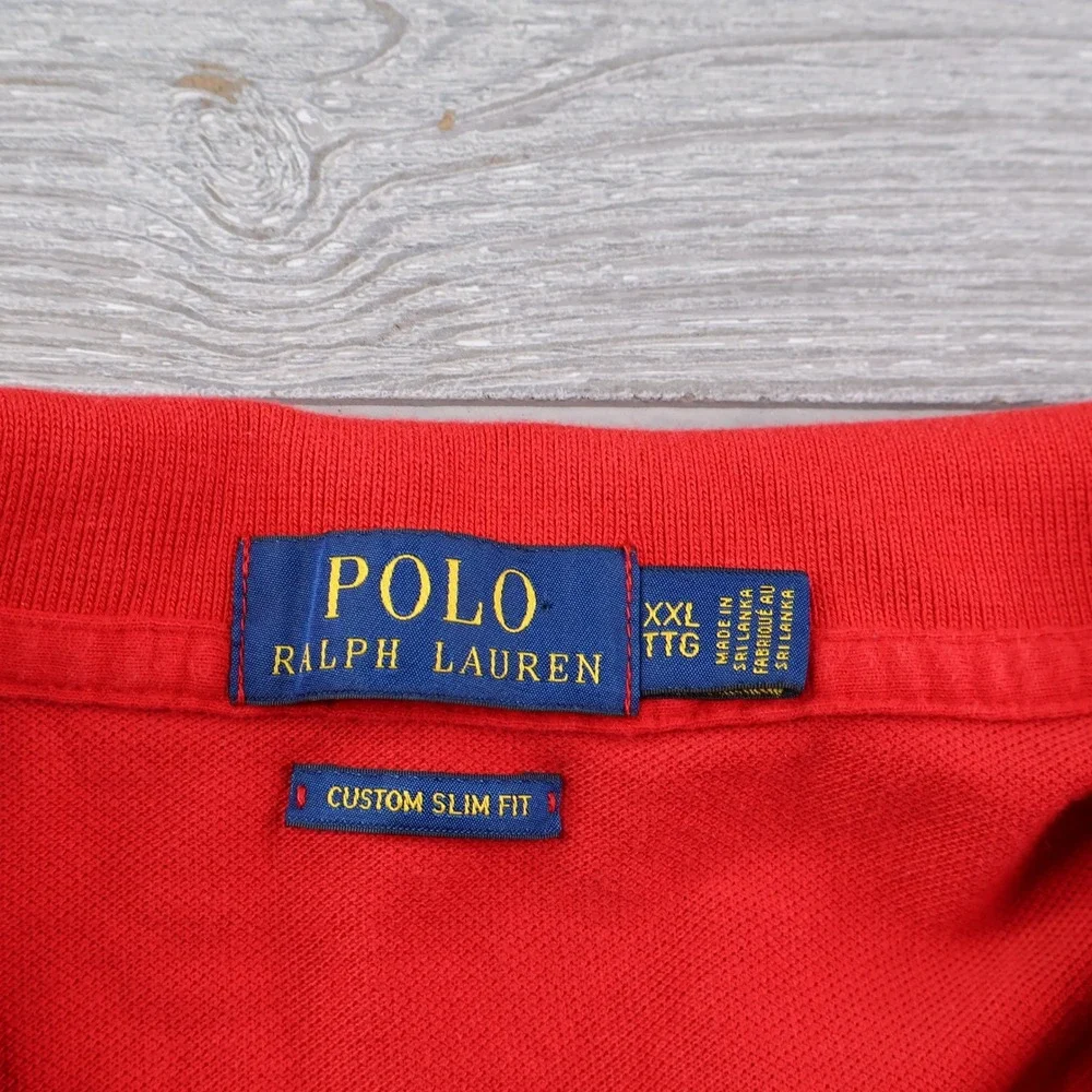 Polo Ralph Lauren Big Pony #3 Polo Men's XXL Custom Slim Fit Red Mesh